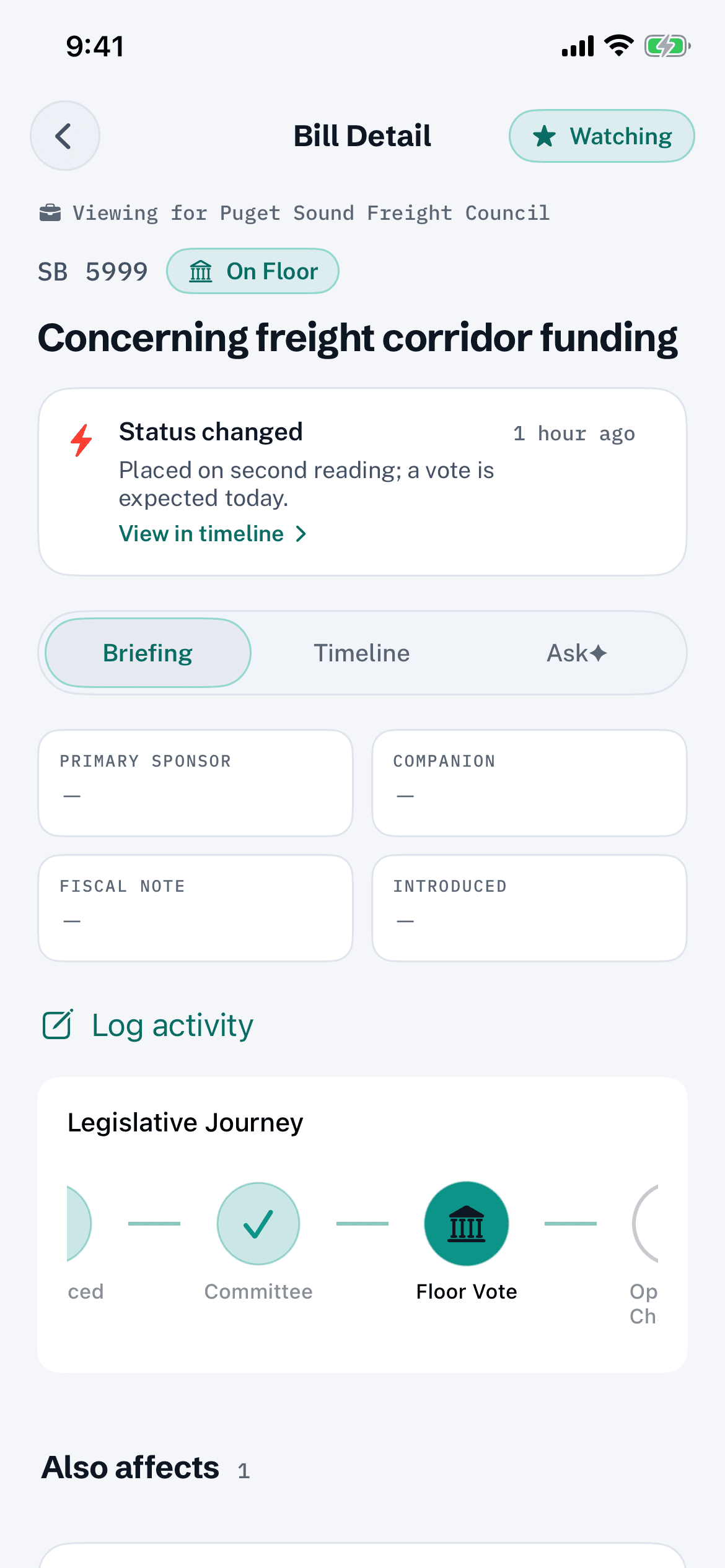 A bill on iOS: watched for a client, what changed, and the briefing