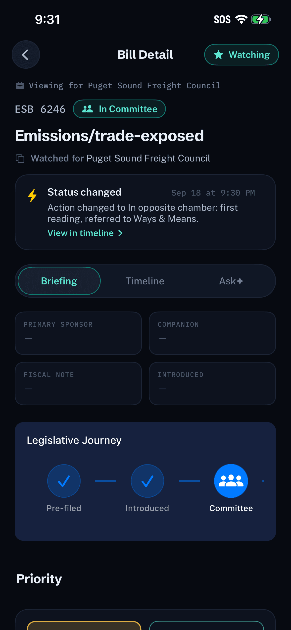 BillFold on iPhone: a bill open to what changed